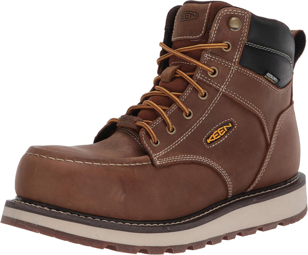 KEEN Utility mens Cincinnati 6" Composite Toe Waterproof Wedge (10.5 Wide, Belgian/Sandshell)