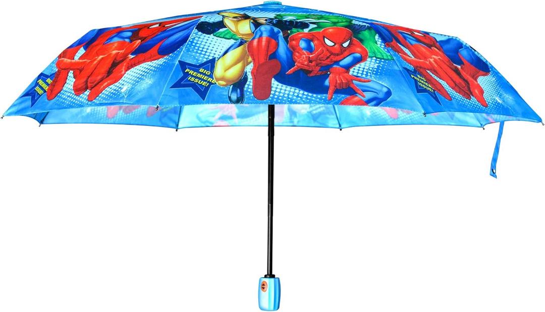 Cartoon Pongee Fabric Auto Open/Close Umbrella Windproof UV Protection Compact for Easy Carrying Non Slip Handle (Blue SH)