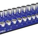 WORKPRO Magnetic Socket Organizer, 3/8-Inch Metric Socket Holder, Socket Trays Holds 30 Pieces Standard Size and Deep Size Sockets(Sockets not Included)