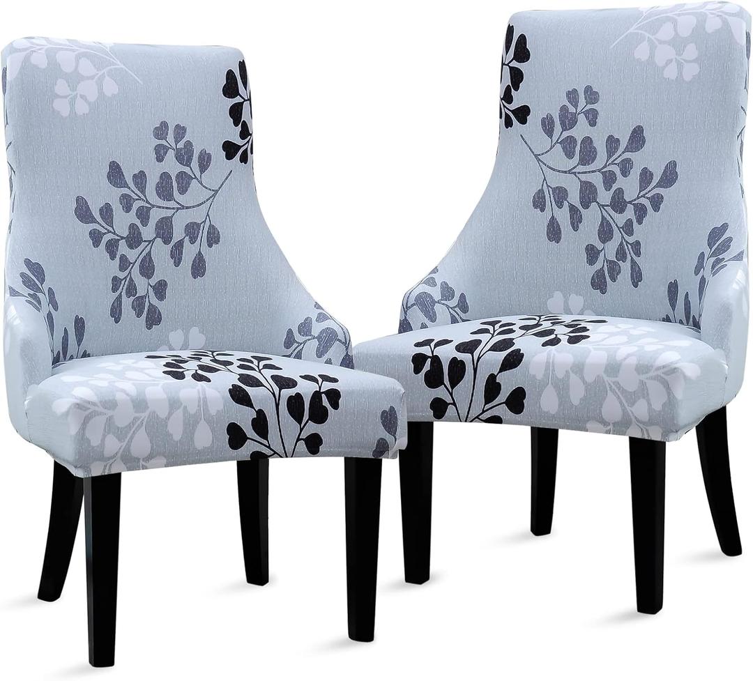 Liykimt Stretch Wingback Side Chair Slipcover-Accent Chair Cover Slipcover with Arm,Washable Upholstered Arm Dining Chair with Nailed Trim Protector for Dining Living Room(Gray,2) (Grey)