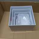 6 Pcs White Acrylic Buffet Risers with Mini Sign and Maker, Food Display Stands for Buffet Table Party Catering Dessert Jewelry Collectibles,Nesting Cube Boxes with Hollow Bottoms (8",7",6",5",4",4")