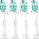 Electric Toothbrush Replacement Heads Compatible with Philips Sonicare ProtectiveClean 2 Series Plaque Control 4100 5100 6100 9024 6064, White, 4 Sonic Brush Head (White-light Green)