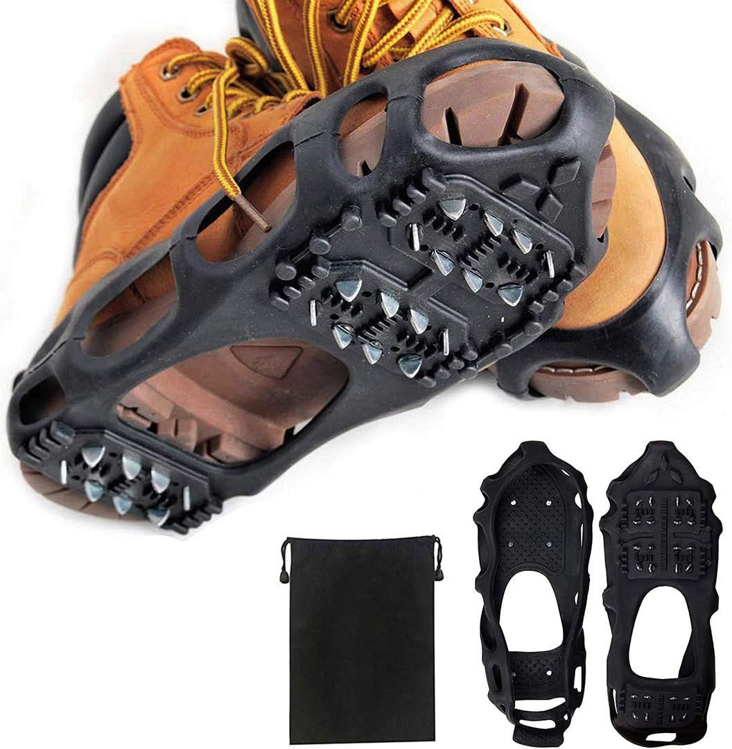 Ice Snow Traction Cleats Crampons Anti-Slip Snow Shoes Cleats Walking on Snow Ice Winter Walking Boots Cleats for Men Women (X-Large (10.5-13men/11.5-14women), 24 Steel Crampons)