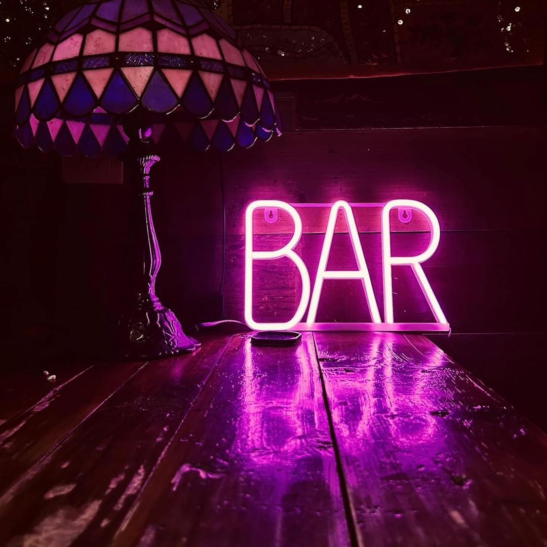 Neon Bar Signs For Home Bar, Led Party Wall Decor Usb Powered Man Cave Neon Light For Bar Cart Decor, Bistro, Club, Pub, Business, Valentine Gifts (Pink)