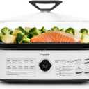 Electric Food Steamer, 450F Vapor, 10 Presets, Glass Lid 8Qt | 3x Faster, 40% Less Fat & Salt, No Descaling 2+Yrs, Real-Time Temp Display, Auto Shut-Off, No Plastic Contact