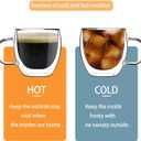 Espresso Cups Set Of 2 8 Oz, Double Walled Glass Coffee Mugs with Handle,Insulated Layer Coffee Cups,Clear Borosilicate Glass Mugs,Perfect for Cappuccino,Tea,Latte,Espresso,Hot Beverage,Wine