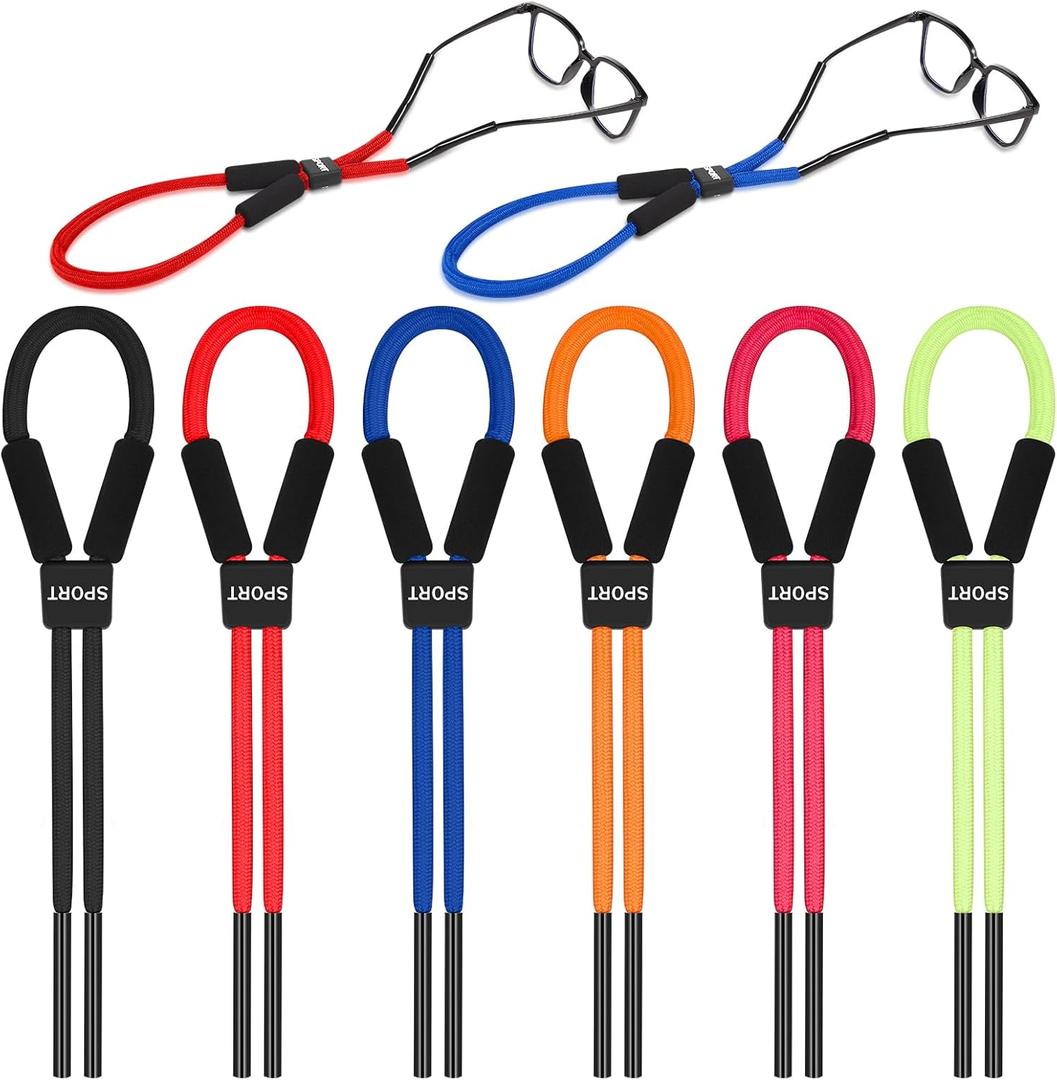 6 Pcs Floating Sunglass Straps with Buoyancy Foam Buoyant Glasses Retainer Float Adjustable Floatable Eyewear Lanyard for Men Women Boating Swimming Kayaking Fishing Paddleboarding Beach Lake Pool