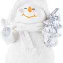 Brizoria Resin Snowman Christmas Decorative Statues Christmas Snowman Figurines Resin Snowman Decor Winter Decorations Indoor Christmas Statue for Home Office Tabletop Present for Friends