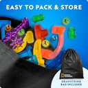 NATIONAL GEOGRAPHIC Glowing Marble Run – Construction Set with 15 Glow in The Dark Glass Marbles & Storage Bag, STEM Gifts for Boys and Girls, Building Project Toy