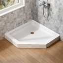 Sunrosa White Corner Drain Neo-Angle Shower Base 36" L x 36" W x 4-3/8" H