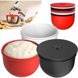 6 QT Silicone Bowl Liners for KitchenAid Mixers (3-Piece Set) - Adjustable Fermentation Hole Lid