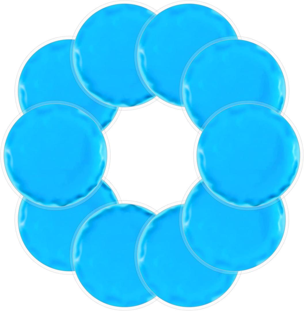 Reusable Ice Packs for Injuries, 10 Pack Round Ice Packs for Face, Gel Ice Pads Small Hot Cold Compress Ice Bag for Eyes After Surgery, Face, Wisdom Teeth, Breast Surgery, Blue (2.75 Inch)