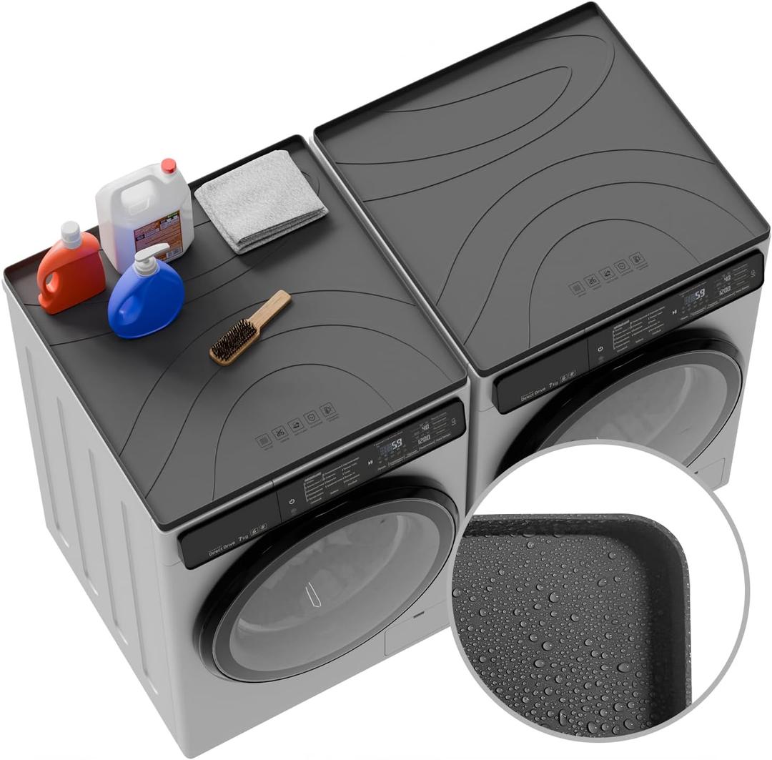 26.5''x 26.5'' Washer & Dryer Covers - 2PCS Non-slip Silicone Top Protector Mat - Waterproof Laundry & Kitchen Countertop