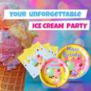 Ice Cream Plates and Napkins (100 PCS) Ice Cream Napkins, IceCream Paper Birthday Party Plates  IceCream Birthday Party Supplies for Girls  Summer Sweets & Popsicle Themed Tableware Set
