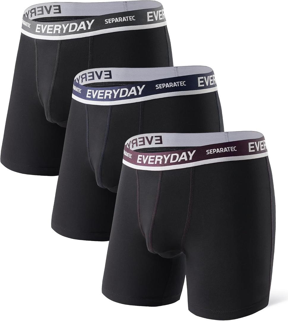 Separatec Cotton Dual Pouch Men's Underwear Comfortable Soft Breathable Everyday Boxer Briefs for men 7 Pack, M