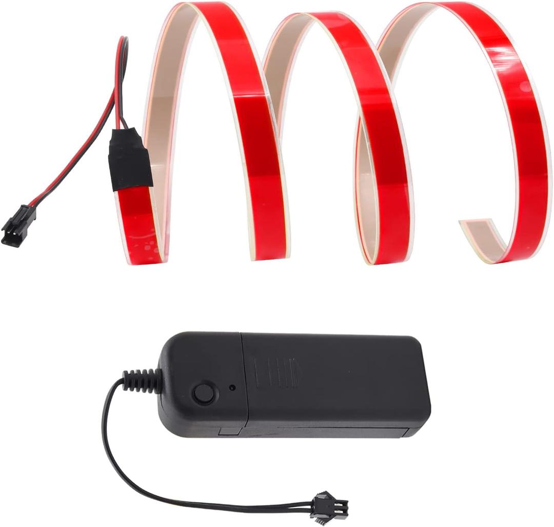 Biqing 3 Ft/1M EL Wire Light,Neon Glowing Electroluminescent Wire Light Kit Cuttable DIY EL Wires Strip 3Mode Stay/Slow/Fast Flash with Battery Pack for Cosplay Party Decoration(Red)