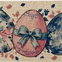 Artoid Mode Bunny Rabbit Eggs Bow Easter Doormat, Home Decor Low-Profile Switch Rug Door Mat Floor Mat for Indoor Outdoor 17x29 Inch
