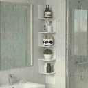 Furinno Rossi Corner Floating Shelves for Wall, 5-Tier Corner Square Wall Shelf, S-Shape Radial Floating Book Shelf, Easy Assembly, for Bathroom, Bedroom, Living Room, White