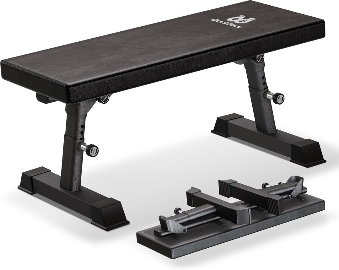 Flat Weight Bench - Heavy Duty Foldable Workout Bench for Home Gym, 1300lb Capacity Adjustable Strength Training Bench Press for Ab and Full Body Exercises, Sturdy and Easy to Fold (Black)