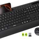 seenda Bluetooth Keyboard and Mouse, Multi-Device Ergonomic Keyboard Mouse with Wrist Rest, Phone Holder, Full Size Wireless Quiet Combo Compatible for Windows, Laptop, MacBook Pro/Air, iPad - Black