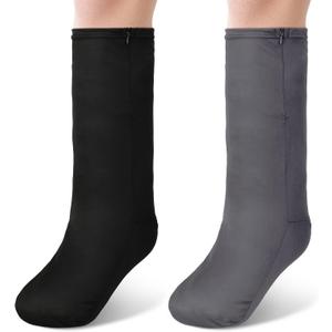 Boao 2 Pcs Leg Cast Cover, Medium Short Cast Sock Cover Below The Knee Leg Sleeve for Foot Men Women(Black, Gray)