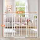 34" Extra Tall Baby Gate for Stairs, Auto Close Stroller Friendly Dog Gate Indoor for Doorways, Pressure Mounted 29"-51" Wide Baby Gate, Easy Walk Through Gate for Children & Pets, White