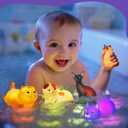 Bath Toys for Kids 1-3, 6 PCS Light-Up Cat Bath Toy Set, Baby Toddler Bath Toys, Bathtub Pool Bath Toy for Kids, Christmas Birthday Gifts for Boys & Girls Ages 1 2 3+ Years Old