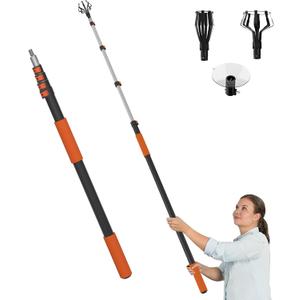 LAANPOLE 26FT Reach Light Bulb Changer for High Ceilings, Light Bulb Changer with Baskets and Suction Cup for Recessed Lights with 5-20FT Telescoping Extension Pole