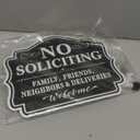 No Soliciting Sign for House, Family Friends and Neighbors Welcome Yard Sign,12" x 10" Rust Free Aluminum with 28"tall Metal Retractable Stake Kit, Fade Resistant, UV Protected, Easy to Mount