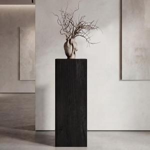 Cinnvoice Wood Cube Display Pedestal Stand 12 x 12 x 40 Inch Black Rustic Sculpture Riser Portable Indoor Plant Stand Mini Table for Sculpture Plant Gallery Pedestal Store Home Party Event Decor