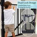 InnoTruth 36" Tall Baby Gate for Dogs, 29-39.6 Auto Close Safety Gate Crafted for Child Protection with 2.24" Slots, Dual-Lock Safety Design and Wall-Friendly, Black