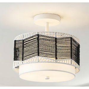 Boho Light Fixtures Ceiling Mount Rattan Chandelier Light Fixture, Hand Woven Ceiling Light Fixtures Flush Mount for Hallway Bedroom Kitchen Entryway Living Room