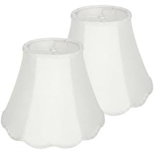 2-Pack White Bell Lamp Shades – Scalloped Petal Edge, 6.69×12.8×10.04 inch Fabric Lampshade for Table Lamps (Spider Fitter), Perfect for Scandinavian-inspired to Transitional decor, Easy Assembly