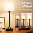 Cordless Table Lamps Rechargeable Set - 2 Pack Black 4000mAH Battery Operated Lamps for Decor, 3000K Stepless Dimming Touch Control Wireless Lamps for Bedroom, Dining Table, Living Room, White Shade