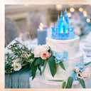 Baquler 4.8 Inch Castle Cake Topper Figurine Wedding Cake Topper Birthday Castle Tower Night Light USB Rechargeable Princess Nightlight for Valentine's Day Wedding Birthday Party Decor(Blue)