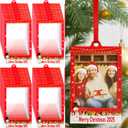 36 Pcs Merry Christmas 2025 Photo Frame Ornaments Acrylic 2 x 3 Picture Frame Ornaments Christmas Tree Decoration Compatible with Instax Polaroid Hanging Photo with Red Ribbon (Style 3)