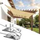 ColourTree Super Ring 20' x 22' Beige Rectangle Sun Shade Sail, Commercial Grade UPF50 Canopy, Reinforced Corners & Edges, 260 GSM Fabric Heavy Duty