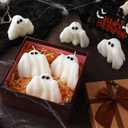 2 x 6 Pieces Halloween Large Ghost Candles White Spooky Scented Halloween Candles Horror Gifts Candle Tea Lights Goth Room Decor for Summer Dining Table Party Bedroom(Goth Style,White)
