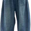 EMMIOL Baggy Jeans Women Wide Leg Y2K Vintage Denim Pants High Rise Boyfriend Dark Wash Pants (S)