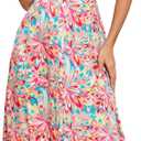 Summer Dresses for Women 2025 Beach Dress Floral V Neck Spaghetti Strap Flowy Bohe Long Floral Maxi Sundress (Small)