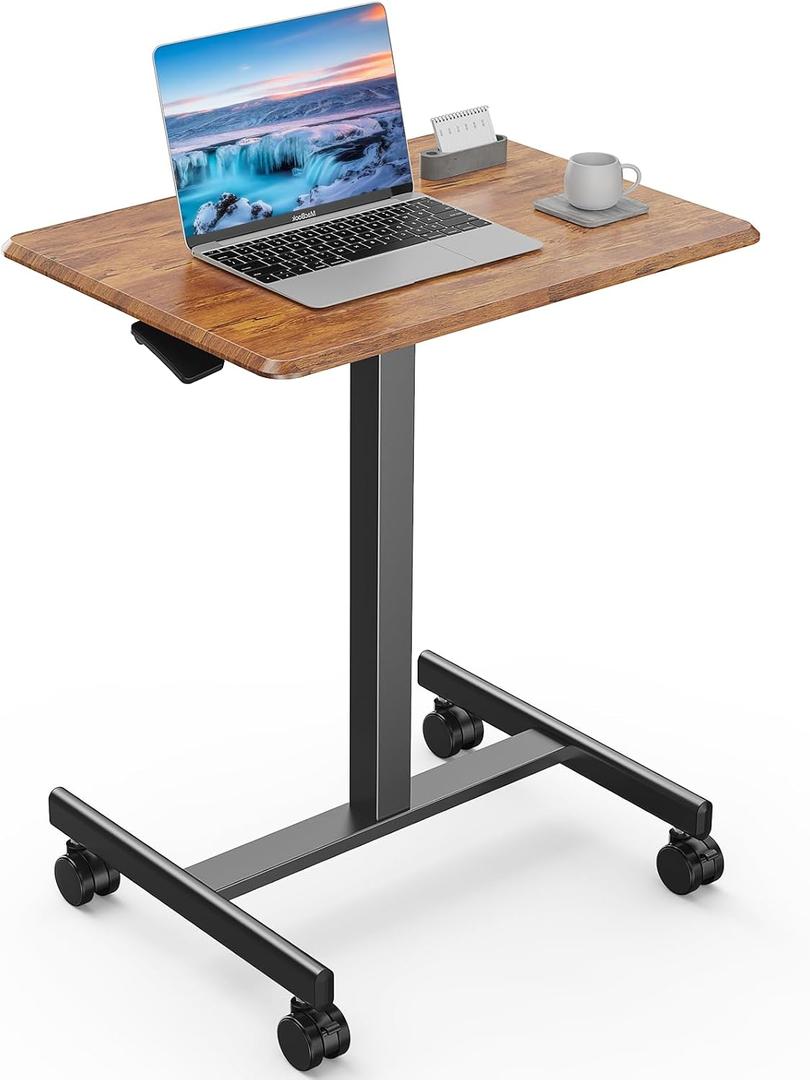 DUMOS Mobile Rolling Desk with Wheels Adjustable Height, 19 inch