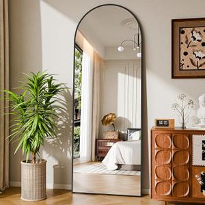 59"x16" Floor Mirror Full Length, Arched Full Length Mirror with Stand, Full Body Mirrors for Bedroom Living Room or Cloakroom Black