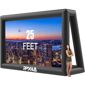 Inflatable Movie Screen Outdoor Projector Screen for Outside 25ft, Large Blow Up Screens Front and Rear Projection with Air Blower, Best for Movie Nights Backyard Home Theater