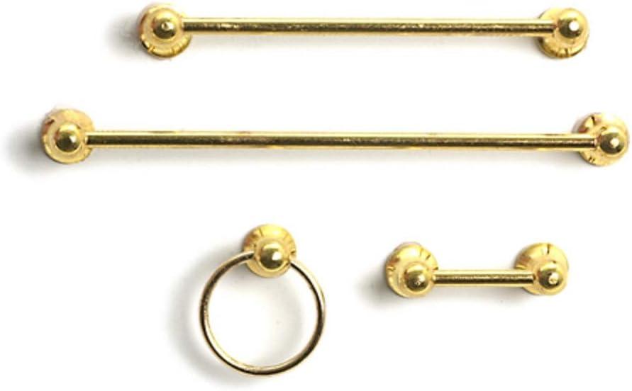 Dollhouse Miniature 1:12 Scale 4 Pc Brass Towel Rack Set #T8464