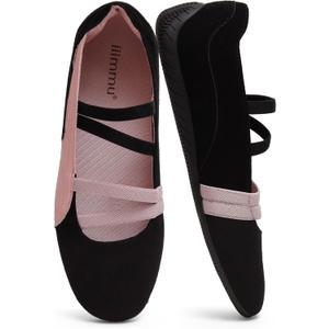 iiimmu Women Ballet Flats Fashion Sneakers Mary Jane Shoes with Elastic Straps with Cushioned Insole 7.5