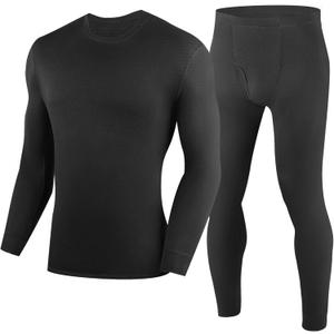 100% Merino Wool Base Layer Mens, Soft Thermals Underwear, Top and Bottom SetWarm Long Johns Sets for Winter (S-2XL) (Black, M)