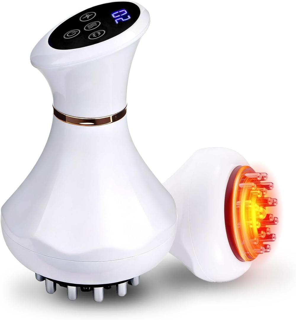 Lymphatic Drainage Massager,4-in-1 Electric Body Sculpting Brush,Helps Reduce Stretch Marks&Cellulite for Relaxation,Multi-Speed Anti Cellulite Massage Tool for Belly Legs Arms(White)