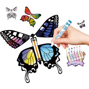 SANYIYIBA 24 Pack Flying Butterfly Craft Kit with 12 Wind Up Butterflies and 12 Color Pens DIY Toys for Kids' Parties School Activities and Parent-Child Fun SANYIYIBA 24 Pack Flying Butterfly Craft Kit with 12 Wind Up Butterflies and 12 Color Pens DIY Toys for Kids' Parties School Activities and Parent-Child Fun