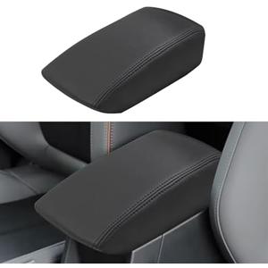 INTGET Center Console Cover for 2025 2026 Subaru Forester Accessories Leather Car Armrest Arm Rest Box Lid Middle Console Seat Cover Protector (Black Stitches, 2025+)