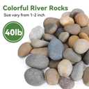 Pulovin 40 lbs River Rocks for Landscaping, 1"-2" Decorative Garden Stones for Plants, Flower Pots, Vase, Walkways, Yard, Natural Rocks for Aquarium, Fish Tank